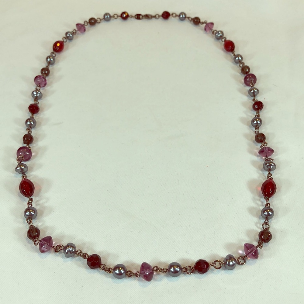 28” BW Bohemian blue, purple, grey & black chain